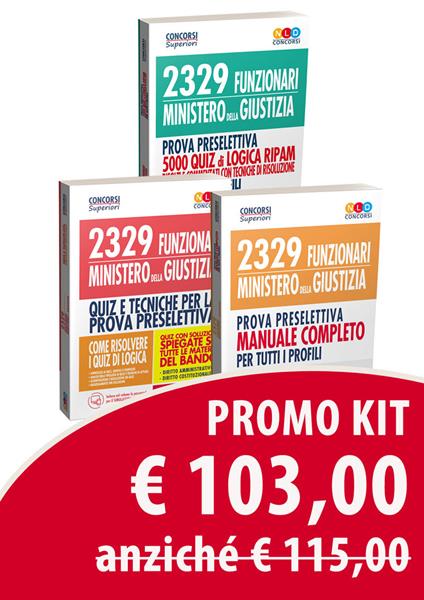 2329 funzionari Ministero della Giustizia. Prova preselettiva. Manuale completo per tutti i profili-2329 funzionari del Ministero della Giustizia. Prova preselettiva. 5000 quiz di logica RIPAM-Quiz per la preparazione al concorso per 2329 funzionari giudiziari Ministero della Giustizia. Con software di simulazione - copertina