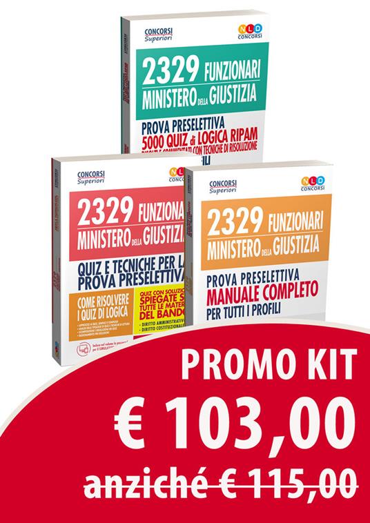 2329 funzionari Ministero della Giustizia. Prova preselettiva. Manuale completo per tutti i profili-2329 funzionari del Ministero della Giustizia. Prova preselettiva. 5000 quiz di logica RIPAM-Quiz per la preparazione al concorso per 2329 funzionari giudiziari Ministero della Giustizia. Con software di simulazione - copertina