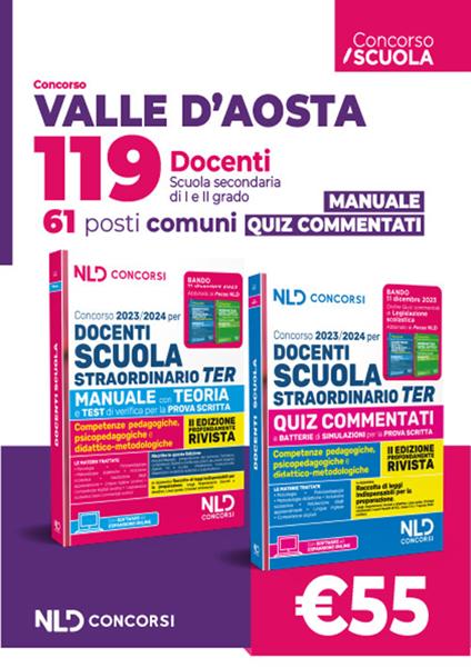 Concorso 119 docenti Valle d'Aosta. 61 posti Comuni. Manuale per tutte le prove + Quiz - copertina