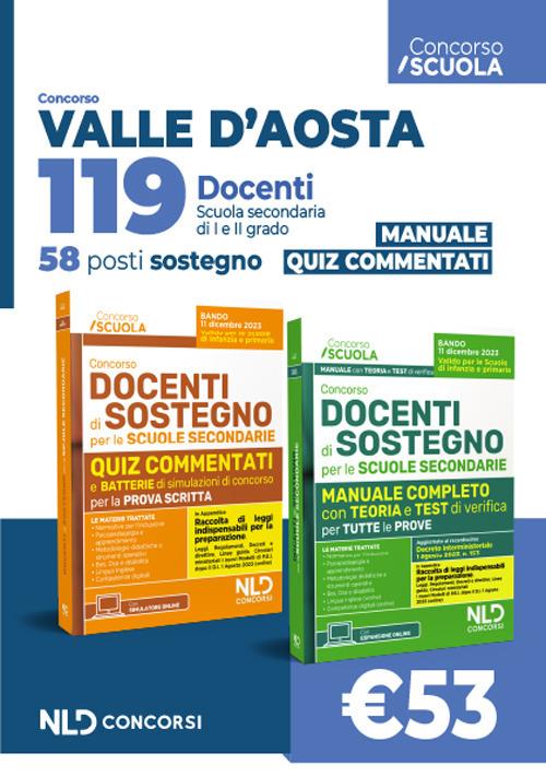 Concorso 119 docenti Valle d'Aosta. 58 posti Sostegno. Manuale + Quiz - copertina
