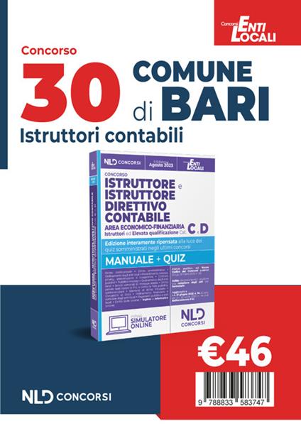 Comune di Bari: Concorso per 30 posti istruttore e istruttore direttivo contabile area economico-finanziaria negli enti locali Cat. C E D - copertina