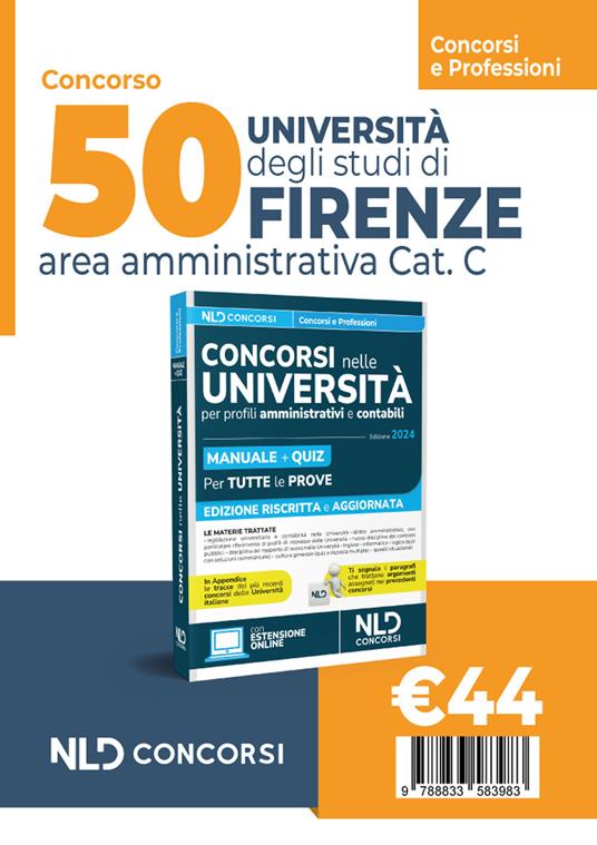 Università degli studi di Firenze. 50 posti area amministrativa Cat. C. Con espansione online - copertina