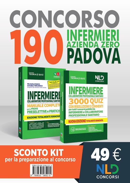 Concorso 190 infermieri Azienda Zero Padova. Kit completo manuale + quiz infermieri - copertina