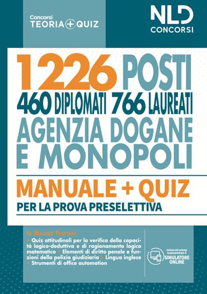 Concorso 1226 posti agenzia delle Dogane e dei Monopoli. Manuale completo + Quiz per la prova preselettiva - copertina