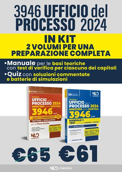 Concorso Ufficio del processo 3946 posti (UPP) Ministero della Giustizia. Kit Manuale + Quiz commentati 2024. Nuova ediz. Con espansione online - copertina