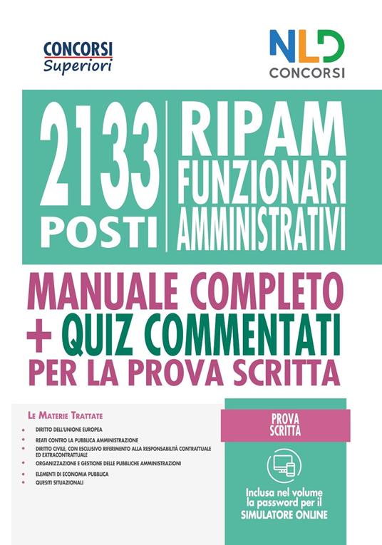 Concorso 2133 funzionari amministrativi RIPAM: Manuale + quiz per la prova preselettiva. Nuova ediz. - copertina