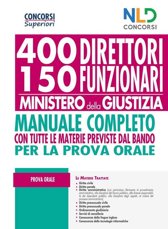 Concorso 400 Direttori e 150 Funzionari Ministero Giustizia 2020. Manuale per la prova orale - copertina