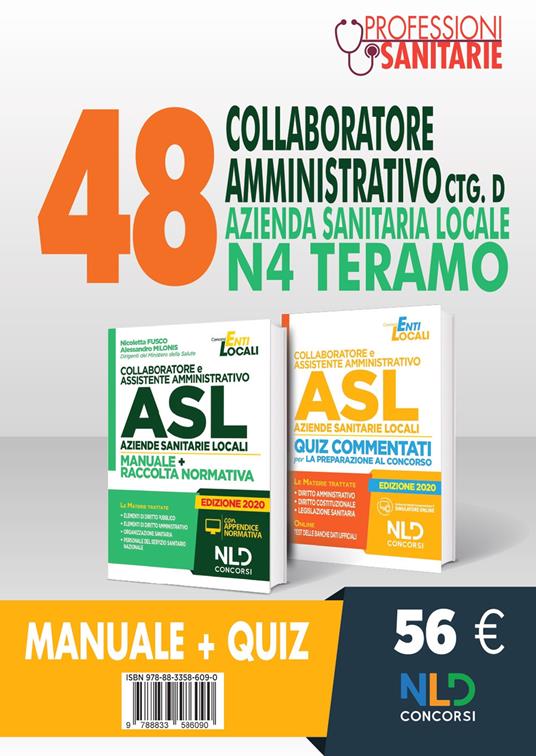 Kit Concorso 48 Collaboratori Amministrativi ctg D ASL N4 Teramo. Manuale + Quiz - Nicoletta Fusco,Alessandro Milonis - copertina