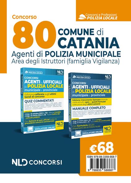 Concorso 80 agenti polizia locale Catania. Manuale per i concorsi completi di tutte le materie + quiz commentati. Nuova ediz. - copertina