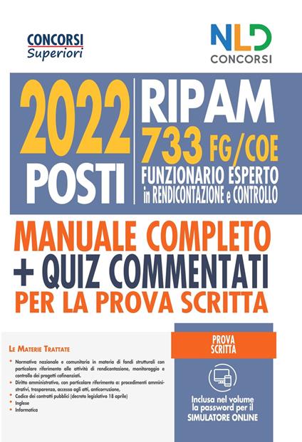 Concorso 2022 posti Ripam: manuale 733 posti funzionari esperti in rendicontazione e controllo (FT/COE) - copertina