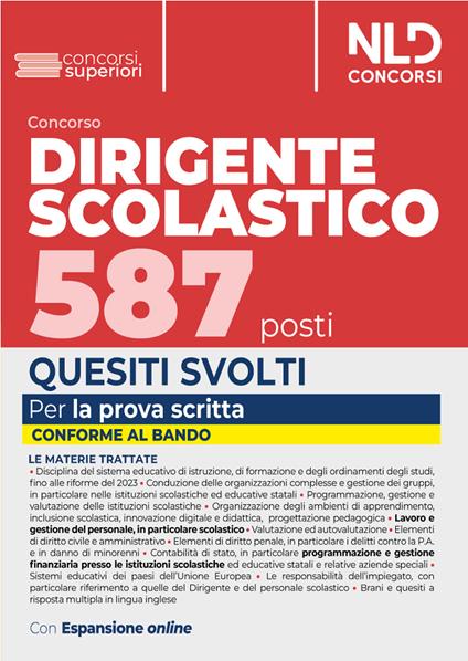 Concorso 587 posti dirigente scolastico. Quesiti svolti. Per la prova scritta - copertina