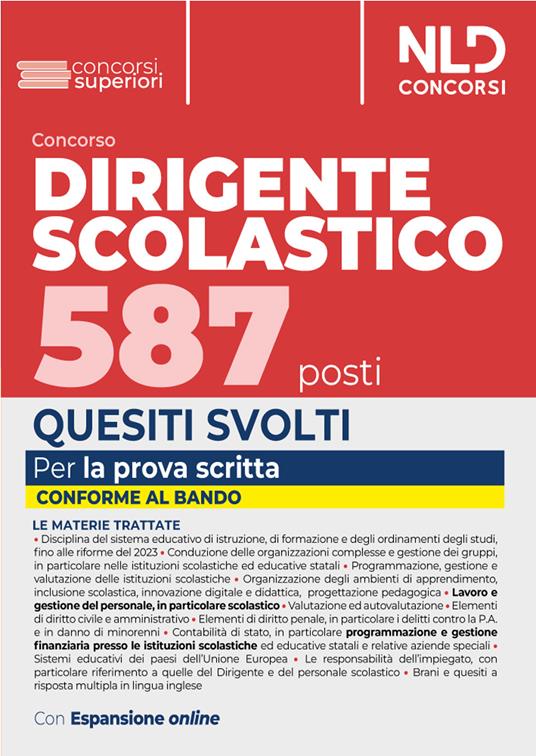 Concorso 587 posti dirigente scolastico. Quesiti svolti. Per la prova scritta - copertina