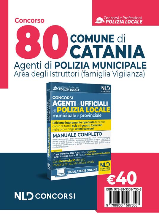 Concorso 80 agenti polizia locale Catania. Manuale per i concorsi completi di tutte le materie. Nuova ediz. - copertina