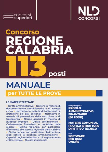 Concorso regione Calabria 113 posti. Manuale per tutte le prove. Con software di simulazione - copertina
