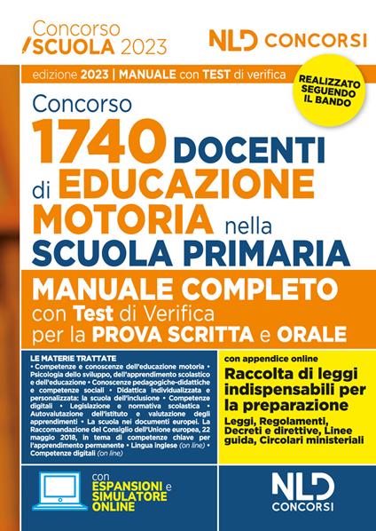 Concorso docente di educazione motoria 1740 posti. Manuale completo con test di verifica per la prova scritta e orale - copertina