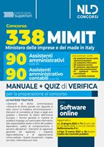 Concorso 338 posti MIMIT. Per i profili: 90 assistenti amministrativi (cod. 01); 90 assistenti amministrativi-contabili (cod. 02). Manuale + Quiz di verifica. Con Contenuto digitale per accesso online