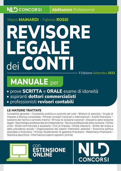 Revisore legale dei Conti. Manuale per la prova scritta e orale 2023-2024. Esame di abilitazione - copertina