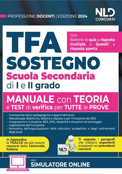 TFA. Docenti di sostegno scuola secondaria di I e II grado. Manuale di preparazione con teoria, quesiti e test. Teoria + Quiz + Tracce per tutte le prove. Nuova ediz. - Alessandro Barca,Mariella Tripaldi - copertina