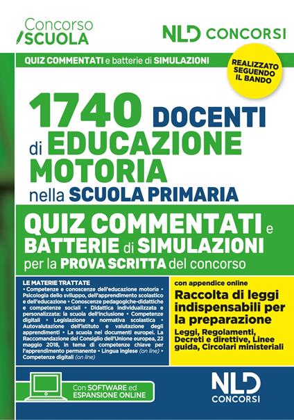 Concorso 1740 docenti educazione motoria nella scuola primaria. Quiz commentati con batterie di simulazioni - copertina