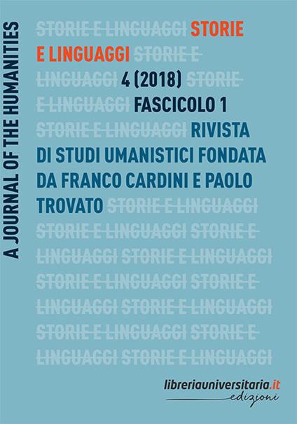Storie e linguaggi. Rivista di studi umanistici (2018). Vol. 1 - copertina