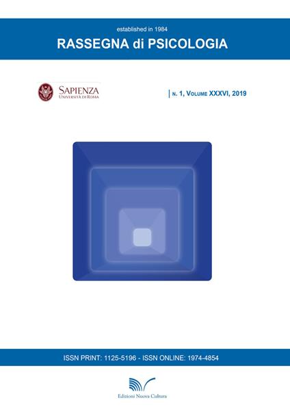 Rassegna di psicologia (2019). Vol. 1 - copertina