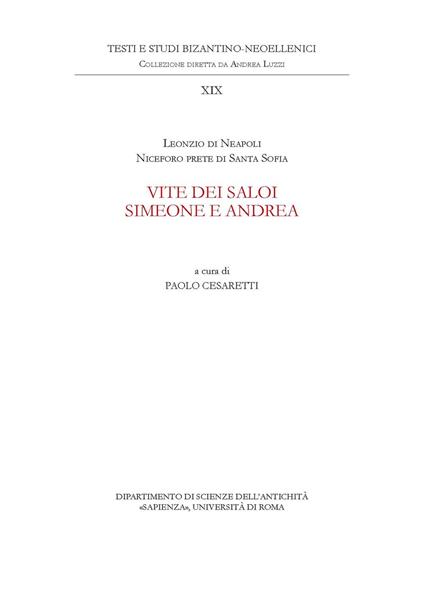 Vite dei saloi Simeone e Andrea - Paolo Cesaretti - copertina