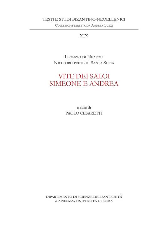 Vite dei saloi Simeone e Andrea - Paolo Cesaretti - copertina