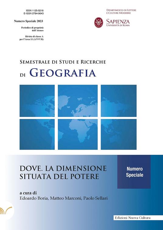 Dove. La dimensione situata del potere. Semestrale di Studi e Ricerche di Geografia - copertina