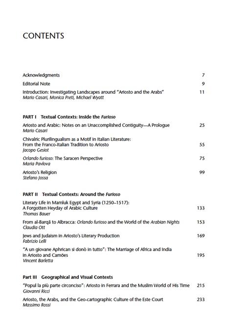 Ariosto and the Arabs. Context for the «Orlando Furioso» - Mario Casari,Monica Preti,Micheal Wyatt - 2
