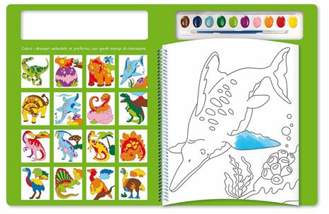 Colora con gli acquerelli. I dinosauri. Ediz. a spirale. Con pennello e 10 pastiglie d'acquerello - 2