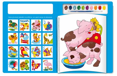Colora con gli acquerelli. Gli animali. Ediz. a spirale. Con pennello e 10 pastiglie d'acquerello - 2
