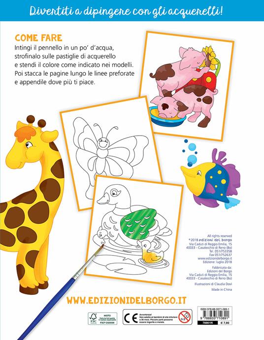 Colora con gli acquerelli. Gli animali. Ediz. a spirale. Con pennello e 10 pastiglie d'acquerello - 3