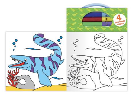 Colora i dinosauri con i pennarelli magici. Ediz. a colori. Con 4 pennarelli - Deborah Forni - 2