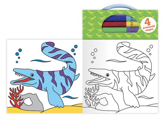 Colora i dinosauri con i pennarelli magici. Ediz. a colori. Con 4 pennarelli - Deborah Forni - 2