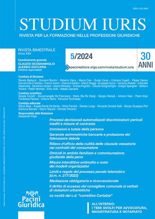 Studium iuris. Rivista per la formazione nelle professioni giuridiche (2024). Vol. 5 - copertina