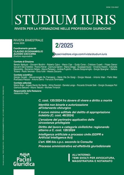 Studium iuris. Rivista per la formazione delle professioni giuridiche (2025). Vol. 2 - copertina