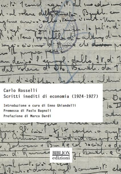 Scritti inediti di economia (1924-1927) - Carlo Rosselli - copertina