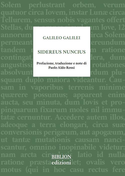Sidereus nuncius. Testo latino a fronte - Galileo Galilei - copertina