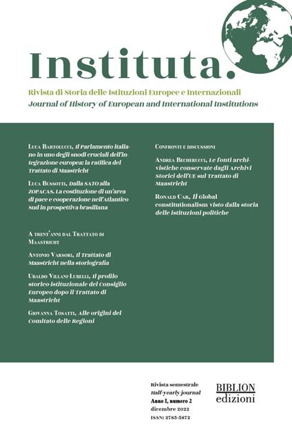 Instituta. Rivista di Storia delle istituzioni europee e internazionali (2022). Vol. 2 - copertina