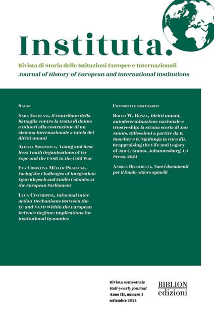 Instituta. Rivista di Storia delle istituzioni europee e internazionali (2024). Vol. 1 - copertina