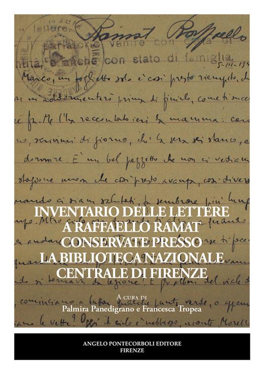 Inventario delle lettere a Raffaello Ramat conservate presso la Biblioteca Nazionale Centrale di Firenze - copertina