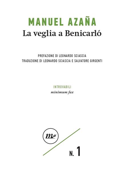 La veglia a Benicarló - Manuel Azaña - copertina