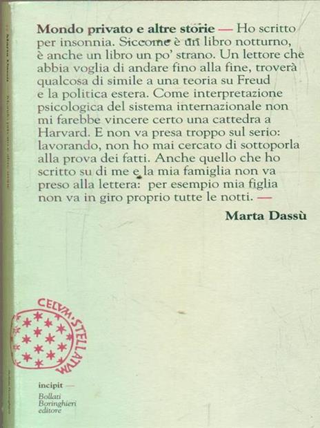 Mondo privato e altre storie - Marta Dassù - copertina