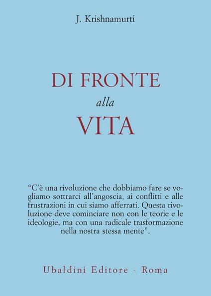 Di fronte alla vita - Jiddu Krishnamurti - copertina