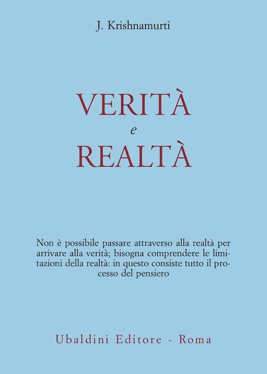 Verità e realtà - Jiddu Krishnamurti - copertina