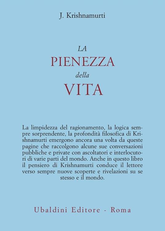 La pienezza della vita - Jiddu Krishnamurti - copertina