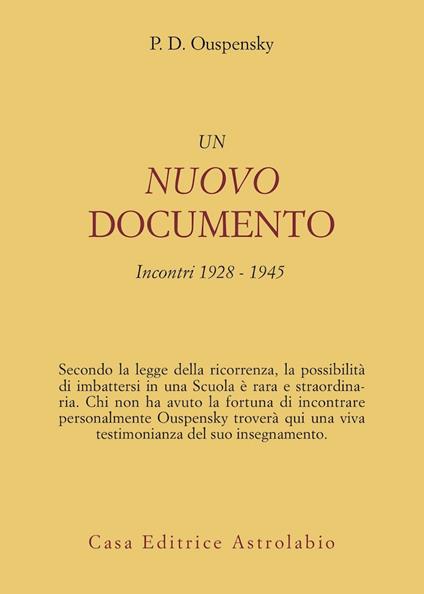 Un nuovo documento. Incontri (1928-1945) - P. D. Uspenskij - copertina