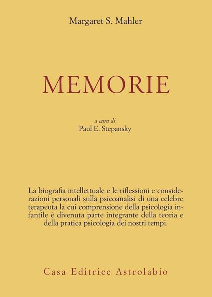 Memorie - Margaret Mahler - copertina