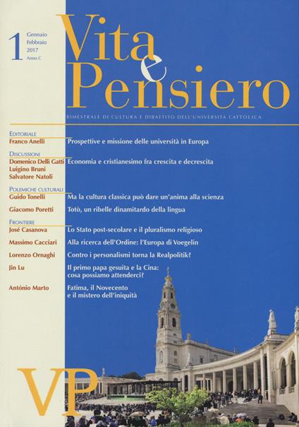 Vita e pensiero (2017). Vol. 1 - copertina