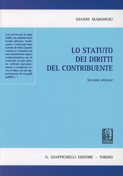 Lo statuto dei diritti del contribuente - Gianni Marongiu - copertina